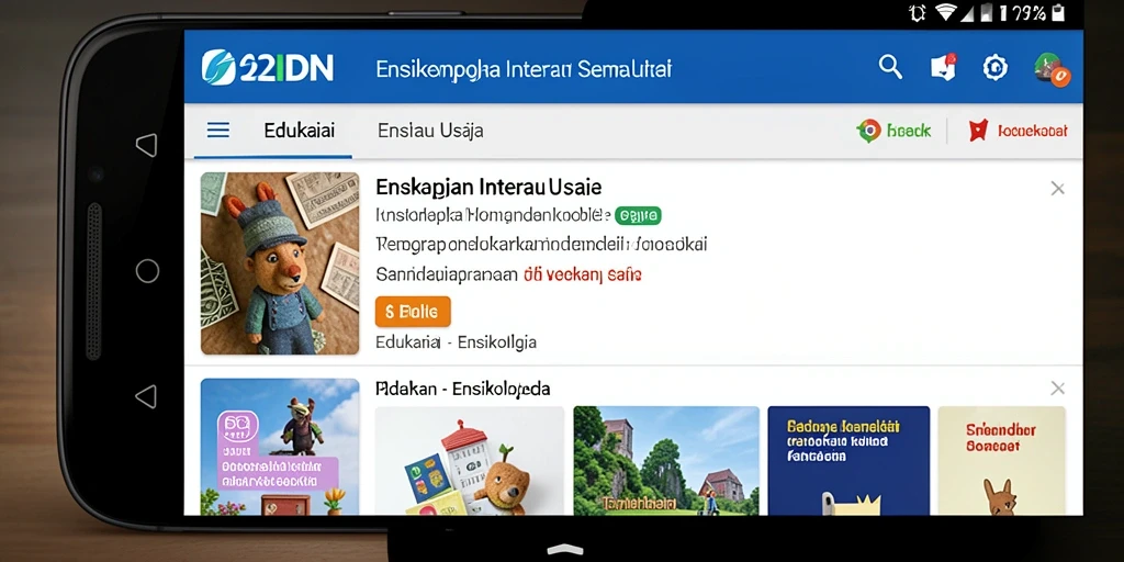 Tampilan antarmuka aplikasi Ensiklopedia 62IDN yang informatif.