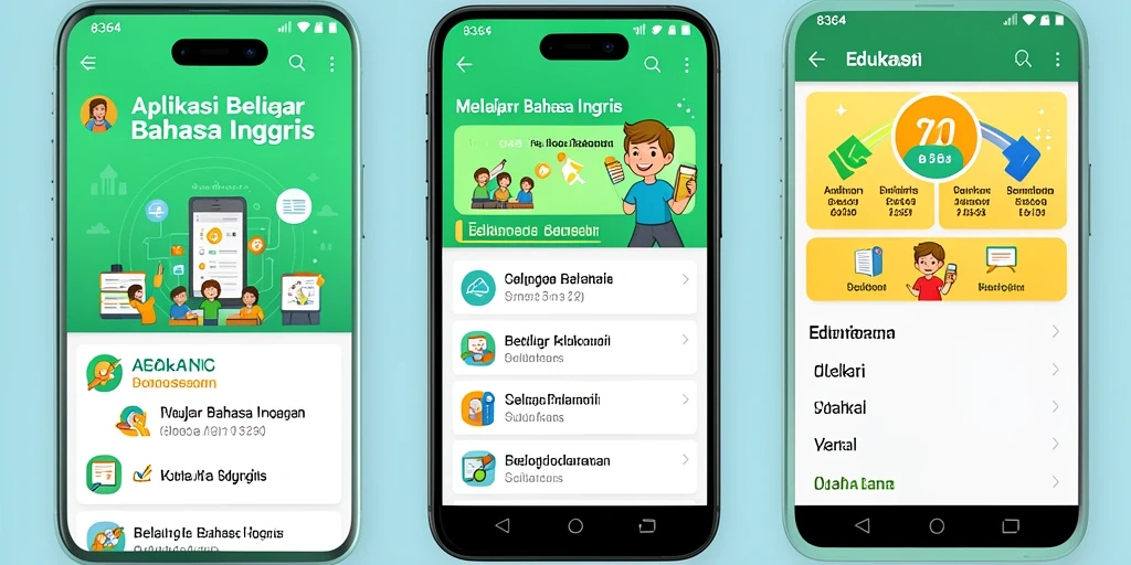 Antarmuka menarik aplikasi Belajar Bahasa Inggris 8364
