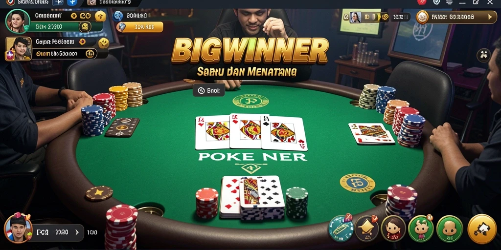 Antarmuka permainan Poker BIGWINNER yang menarik dan interaktif.