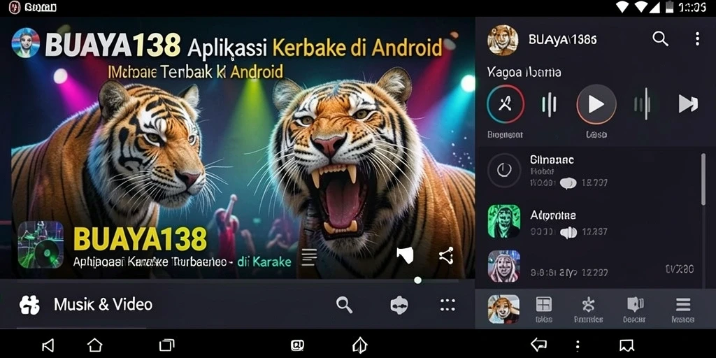 Antarmuka pengguna BUAYA138 dengan fitur karaoke yang menarik.