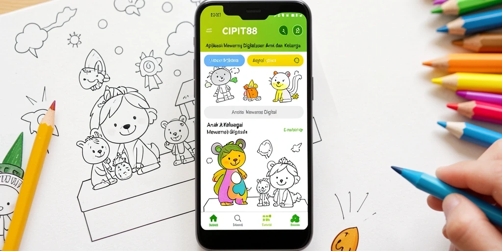 Tampilan antarmuka aplikasi Mewarnai Digital CIPIT88 yang menyenangkan.