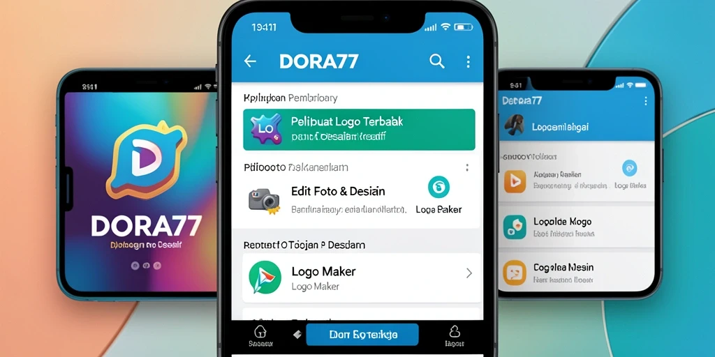 Tampilan antarmuka DORA77 untuk membuat logo yang menarik dan kreatif.