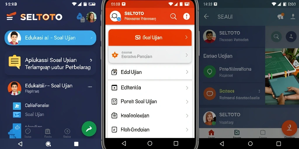 Screenshot aplikasi SELTOTO menampilkan antarmuka soal ujian yang interaktif.