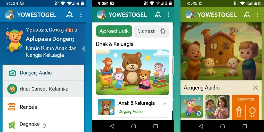 Antarmuka YOWESTOGEL yang ramah anak dan penuh warna.